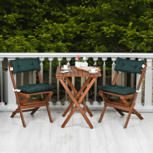 Ahşap Katlanır Mi̇nderli̇ 3 Lü Bi̇stro Set Mutfak Balkon Bahçe Masa Sandalye Seti̇, Yeşil
