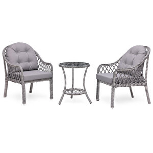 Defne Alüminyum Üzeri Örgü Rattan Bistro Bahçe Balkon Oturma Seti