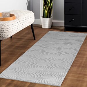 Motifli Gri Modern Yumuşak Polipropilen Jüt Halı Salon Oturma Odası Yolluk Mutfak Koridor Halısı 140x200 cm