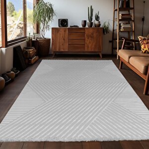 Motifli Gri Modern Yumuşak Polipropilen Jüt Halı Salon Oturma Odası Yolluk Mutfak Koridor Halısı 120x170 cm