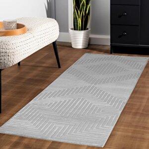 Motifli Gri Modern Yumuşak Polipropilen Jüt Halı Salon Oturma Odası Yolluk Mutfak Koridor Halısı 120x170 cm
