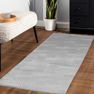 Motifli Gri Modern Yumuşak Polipropilen Jüt Halı Salon Oturma Odası Yolluk Mutfak Koridor Halısı 280x370 cm
