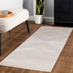 Motifli Bej Modern Yumuşak Polipropilen Jüt Halı Salon Oturma Odası Yolluk Mutfak Koridor Halısı 120x170 cm