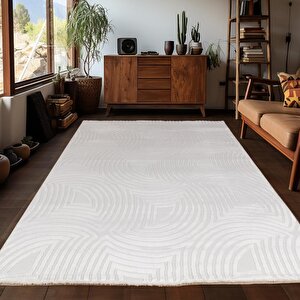 Motifli Krem Modern Yumuşak Polipropilen Jüt Halı Salon Oturma Odası Yolluk Mutfak Koridor Halısı 280x370 cm