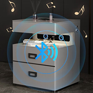 komidin Görünümlü Akıllı Çelik Kasa Müzik Kutusu + Gece Lambası + Otomatik Şarj + Wifi Çelik Kasa