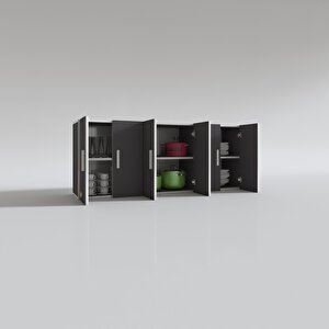 Hazır Mutfak Nonus Gri 060*150*32 Mutfak Banyo Dolabı Kapaklı Raflı