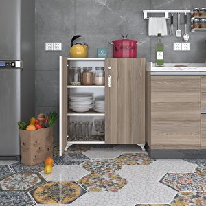 2 Kapılı Dolap Çilem 088*070*032 Crd Kilitli Ayaklı Banyo Mutfak Ofis Kitaplık Ayakkabılık Kiler