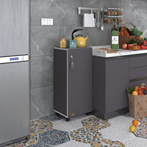 Kenzlife Mutfak Dolabı Zehra 108*030*032 Gri Kilitli Tekerlekli Banyo Evrak Ofis Kitaplık Ayakkabılık Kiler
