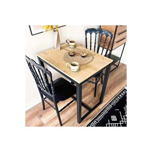 Hector 72 Snack Masası-siyah-meşe Mutfak Masası Metal Ahşap Siyah - Meşe
