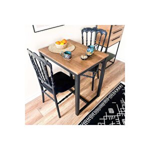 Hector 72 Snack Masası-siyah-ceviz Mutfak Masası Metal Ahşap Siyah - Ceviz