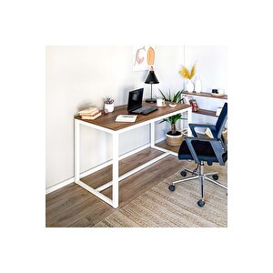 Hector 139 Çalışma Masası-beyaz-ceviz Ofis Masası Bilgisayar Masası Metal Ahşap