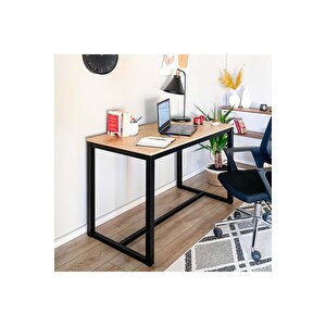 Hector 120 Çalışma Masası-siyah-meşe Ofis Masası Bilgisayar Masası Metal Ahşap 60x120