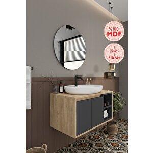 Banyo Gül 80 Cm Demonte Banyo Dolabı Ayna Lavabo 80 cm