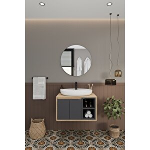 Banyo Gül 80 Cm Demonte Banyo Dolabı Ayna Lavabo 80 cm