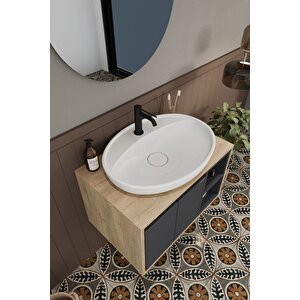 Banyo Gül 80 Cm Demonte Banyo Dolabı Ayna Lavabo 80 cm