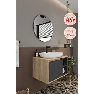 Banyo Gül 70 Cm Demonte Banyo Dolabı Ayna Lavabo 70 cm