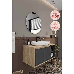 Banyo Gül 90 Cm Demonte Banyo Dolabı Ayna Lavabo 90 cm