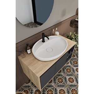 Banyo Gül 90 Cm Demonte Banyo Dolabı Ayna Lavabo 90 cm