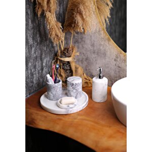 Mermer Banyo Seti 5’li, Doğaltaş Mermer Banyo Aksesuar Seti