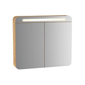 Vitra Sento 60896 Aydınlatmalı Dolaplı Ayna, 80 Cm, Açık Meşe