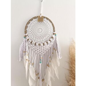 Düş Kapanı Makrome Dreamcatcher Kuş Tüyü Rüya Kapanı Duvar Süsü El Işi