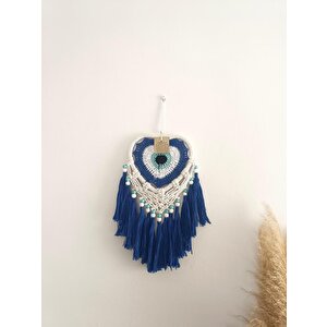 Düş Kapanı Makrome Kalpli Kapı Duvar Süsü Dreamcatcher Kuş Tüyü Rüya