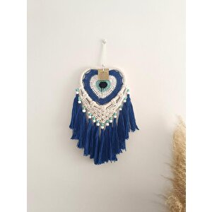 Düş Kapanı Makrome Kalpli Kapı Duvar Süsü Dreamcatcher Kuş Tüyü Rüya