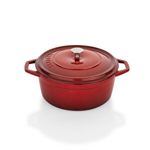 Schafer Guss Chef Döküm Derin Tencere 24 cm 2 Parça Kırmızı
