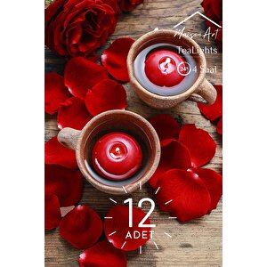 Float | Kırmızı 12 Adet Yüzen Mum | 4 Saat Yanan Tea Light Mum | Kokusuz Terapi Mumu