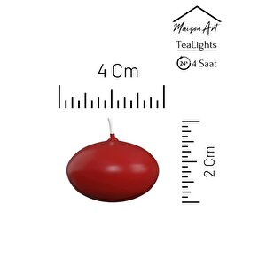 Float | Kırmızı 12 Adet Yüzen Mum | 4 Saat Yanan Tea Light Mum | Kokusuz Terapi Mumu