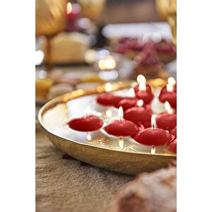 Float | Kırmızı 12 Adet Yüzen Mum | 4 Saat Yanan Tea Light Mum | Kokusuz Terapi Mumu