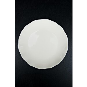Digithome Kütahya Porselen Bergama 6’lı Pasta Ve Sunum Tabağı Seti 19 Cm Krem
