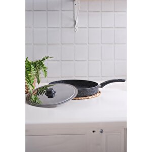Balık Tavası 34 Cm Kapaklı Tava Granit Bazlama Börek Tavası