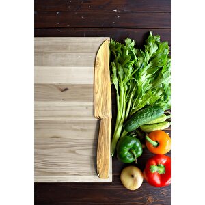 Zeytin Ağacı Bıçak | 23 Cm El Yapımı Ahşap Bıçak Doğal Ağaç Bıçak