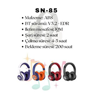 Tori̇ma Sn-85 Kablosuz Kulaklık Bluetooth 5.1 Siyah-kırmızı