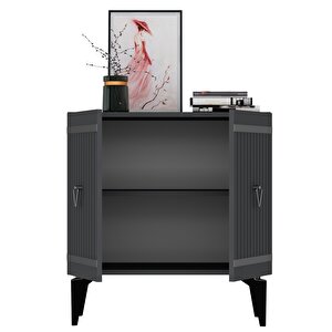 Mabel Konsol Tv Sehpası Çok Amaçlı Dolap 75 Cm Antrasit - Gümüş