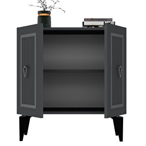 Ülgen Konsol Tv Sehpası  Çok Amaçlı Dolap 75 Cm Antrasit - Gümüş