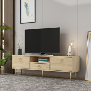 Girit 2 Kapaklı Raflı Ve Çekmeceli Tv Sehpası Tv Ünitesi Safirmeşe