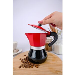 Moka Cezve 3 Fincanlık Kırmızı – Thn66013 C1-1-18 - Hyt