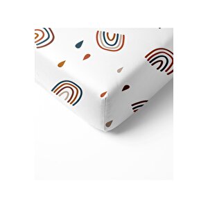 Gökkuşağı Desen Baskılı Tek Kişilik Çarşaf Seti Beyaz 100x200 cm