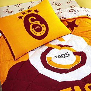 Lisanslı Galatasaray Logo Tek Kişilik Yorgan Seti, Lisanslı Kupa Bardak + Yastık Hediyeli Yeni Sezon