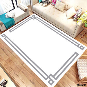 Beyaz Mutfak Halısı, Dekoratif Mutfak Halısı, Kaymaz Yıkanabilir Halı, Leke Tutmaz 80x250 cm