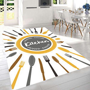Renkli Mutfak Halısı, Kaymaz Taban Halı, Yıkanabilir Mutfak Halısı, Leke Tutmaz Halı 120x350 cm