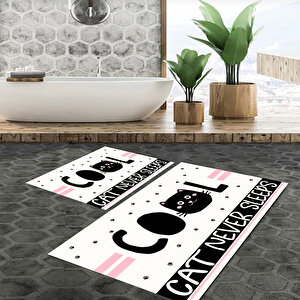 Kedi Desen Banyo Paspası, Dekoratif Klozet Takımı, Kaymaz Taban Klozet Takımı, Dekoratif Paspas,