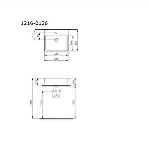 Milano 1216-029-0126 Batarya Banklı Lavabo 50 Cm Mat Buz Mavisi