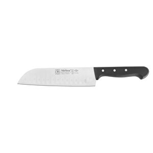 61095 Oluklu Santoku Şef Aşçı Bıçağı 19 Cm Siyah