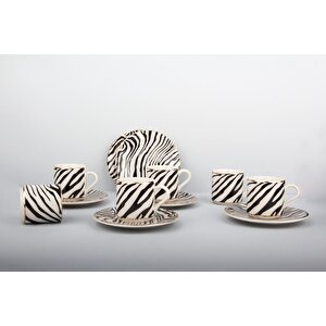 Zebra 6 Kişilik Porselen Türk Kahve Fincan Seti Ar4230893