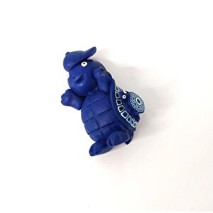 Yavrulu Şapkalı Mavi Kaplumbağa Magnet Buzdolabı Süsü Mıknatıslı