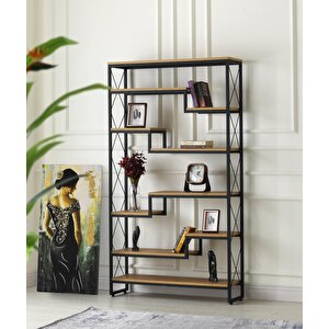 Modern Tarz Ahşap Metal 5 Raflı Labirent Kitaplık 100*30*180cm