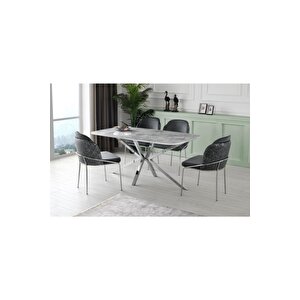 Polo Çapraz High Gloss Yemek Masa Sandalye Takımı 90x160cm